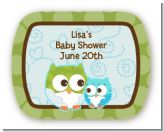 Owl - Look Whooo's Having A Boy - Personalized Baby Shower Rounded Corner Stickers