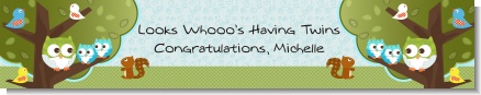 Owl - Look Whooo's Having Twin Boys - Personalized Baby Shower Banners