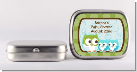 Owl - Look Whooo's Having Twin Boys - Personalized Baby Shower Mint Tins