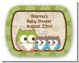 Owl - Look Whooo's Having Twins - Personalized Baby Shower Rounded Corner Stickers thumbnail