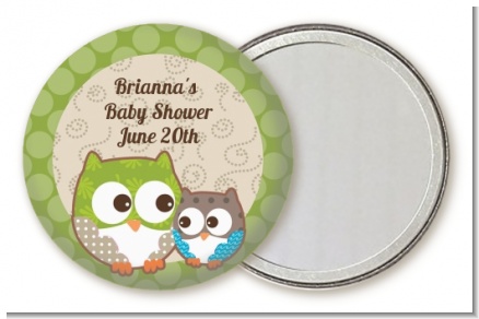 Owl - Look Whooo's Having A Baby - Personalized Baby Shower Pocket Mirror Favors