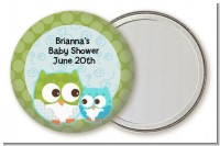 Owl - Look Whooo's Having A Boy - Personalized Baby Shower Pocket Mirror Favors