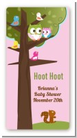 Owl - Look Whooo's Having A Girl - Custom Rectangle Baby Shower Sticker/Labels