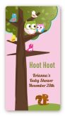 Owl - Look Whooo's Having A Girl - Custom Rectangle Baby Shower Sticker/Labels