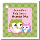 Owl - Look Whooo's Having A Girl - Personalized Baby Shower Card Stock Favor Tags