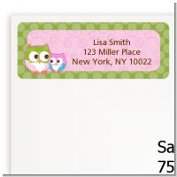 Owl - Look Whooo's Having A Girl - Baby Shower Return Address Labels