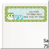 Owl - Look Whooo's Having Twin Boys - Baby Shower Return Address Labels