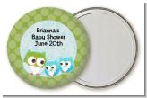 Owl - Look Whooo's Having Twin Boys - Personalized Baby Shower Pocket Mirror Favors