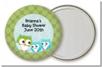Owl - Look Whooo's Having Twin Boys - Personalized Baby Shower Pocket Mirror Favors