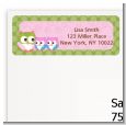 Owl - Look Whooo's Having Twin Girls - Baby Shower Return Address Labels thumbnail