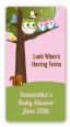 Owl - Look Whooo's Having Twin Girls - Custom Rectangle Baby Shower Sticker/Labels thumbnail