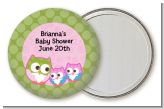 Owl - Look Whooo's Having Twin Girls - Personalized Baby Shower Pocket Mirror Favors