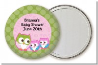 Owl - Look Whooo's Having Twin Girls - Personalized Baby Shower Pocket Mirror Favors