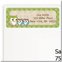 Owl - Look Whooo's Having Twins - Baby Shower Return Address Labels