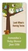 Owl - Look Whooo's Having Twins - Custom Rectangle Baby Shower Sticker/Labels
