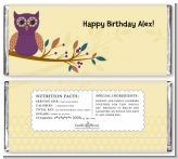 Retro Owl - Personalized Birthday Party Candy Bar Wrappers