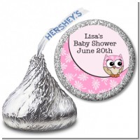 Owl Pink - Hershey Kiss Baby Shower Sticker Labels