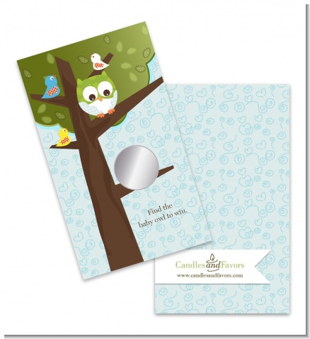 Owl - Look Whooo's Having A Boy - Baby Shower Scratch Off Game Tickets