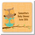 Owls | Gemini Horoscope - Square Personalized Baby Shower Sticker Labels thumbnail