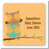Owls | Gemini Horoscope - Square Personalized Baby Shower Sticker Labels