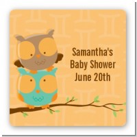 Owls | Gemini Horoscope - Square Personalized Baby Shower Sticker Labels