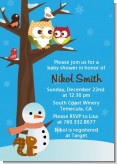 Owl - Winter Theme or Christmas - Baby Shower Invitations