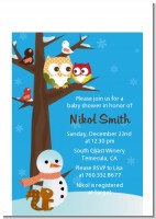 Owl - Winter Theme or Christmas - Baby Shower Petite Invitations