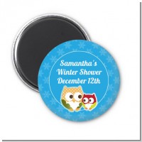 Owl - Winter Theme or Christmas - Personalized Baby Shower Magnet Favors