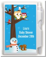 Owl - Winter Theme or Christmas - Baby Shower Personalized Notebook Favor