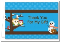 Owl - Winter Theme or Christmas - Baby Shower Thank You Cards
