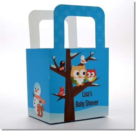 Owl - Winter Theme or Christmas - Personalized Baby Shower Favor Boxes