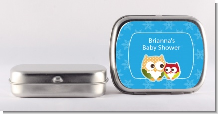 Owl - Winter Theme or Christmas - Personalized Baby Shower Mint Tins