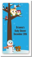 Owl - Winter Theme or Christmas - Custom Rectangle Baby Shower Sticker/Labels