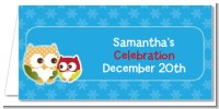 Owl - Winter Theme or Christmas - Personalized Baby Shower Place Cards