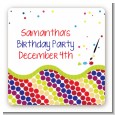 Paint Party - Square Personalized Birthday Party Sticker Labels thumbnail