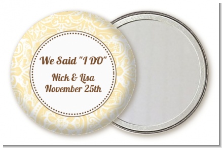 Pale Yellow & Brown - Personalized Bridal Shower Pocket Mirror Favors