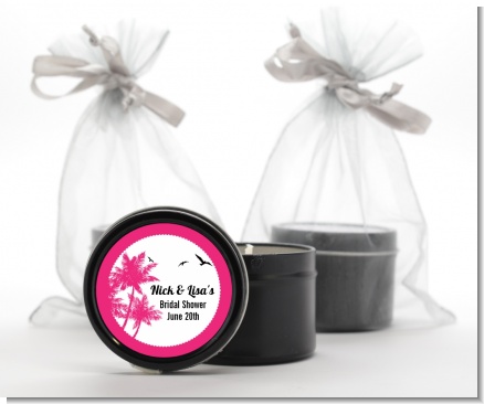 Palm Tree - Bridal Shower Black Candle Tin Favors