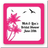 Palm Tree - Square Personalized Bridal Shower Sticker Labels