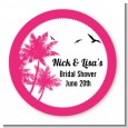 Palm Tree - Round Personalized Bridal Shower Sticker Labels thumbnail