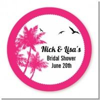 Palm Tree - Round Personalized Bridal Shower Sticker Labels