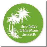Palm Trees - Round Personalized Bridal Shower Sticker Labels