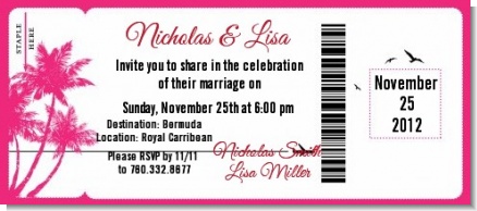 Palm Tree - Bridal Shower Destination Boarding Pass Invitations