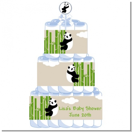 Panda - Personalized Baby Shower Diaper Cake 3 Tier