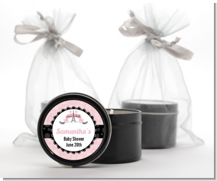 Paris BeBe - Baby Shower Black Candle Tin Favors