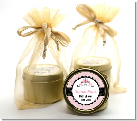 Paris BeBe - Baby Shower Gold Tin Candle Favors