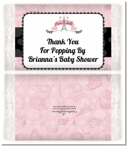 Paris BeBe - Personalized Popcorn Wrapper Baby Shower Favors