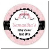 Paris BeBe - Round Personalized Baby Shower Sticker Labels