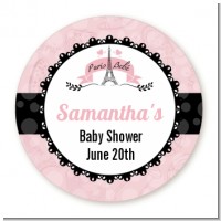 Paris BeBe - Round Personalized Baby Shower Sticker Labels