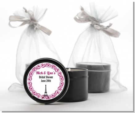 Paris - Bridal Shower Black Candle Tin Favors