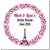 Paris - Round Personalized Bridal Shower Sticker Labels